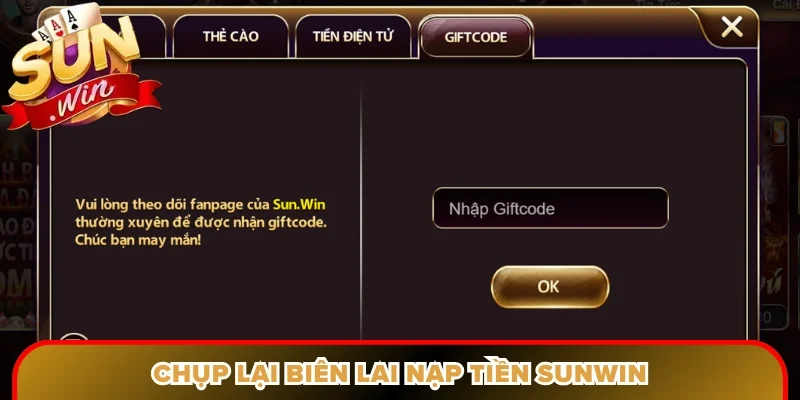 Chụp lại biên lai nạp tiền Sunwin